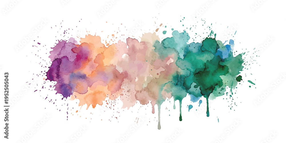 Obraz premium Vibrant watercolor splatter background with colorful drips vector illustration