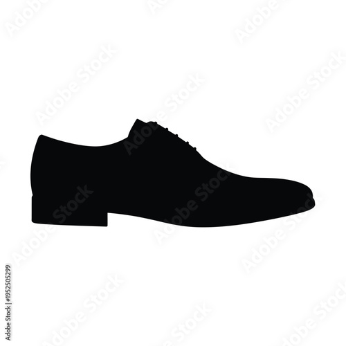 A stark silhouette of a classic leather dress shoe on a white background