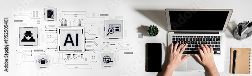 Canvas Print AI cybersecurity safeguards systems with encryption, access control, and AI secure data flow
