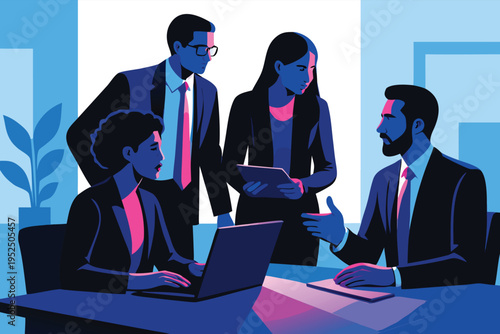 Business Team Discussion Modern Corporate Meeting Environment