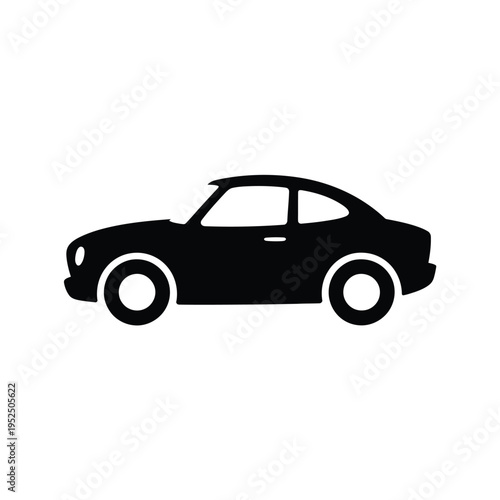 Simple black silhouette of a classic sports car viewed from the side