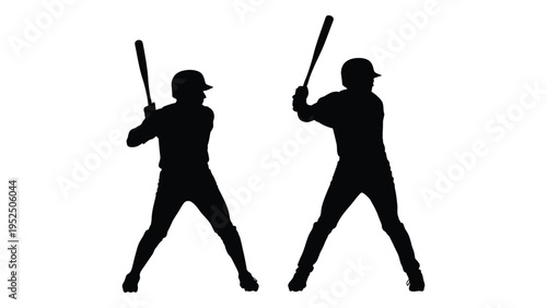 Silhouettes of two baseball players swinging bats