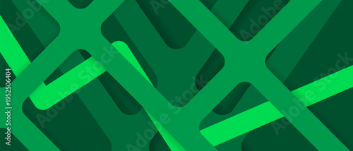 Abstract green geometric background with overlapping rounded shapes creating a modern layered pattern suitable for banners, presentations, digital design, and corporate templates.