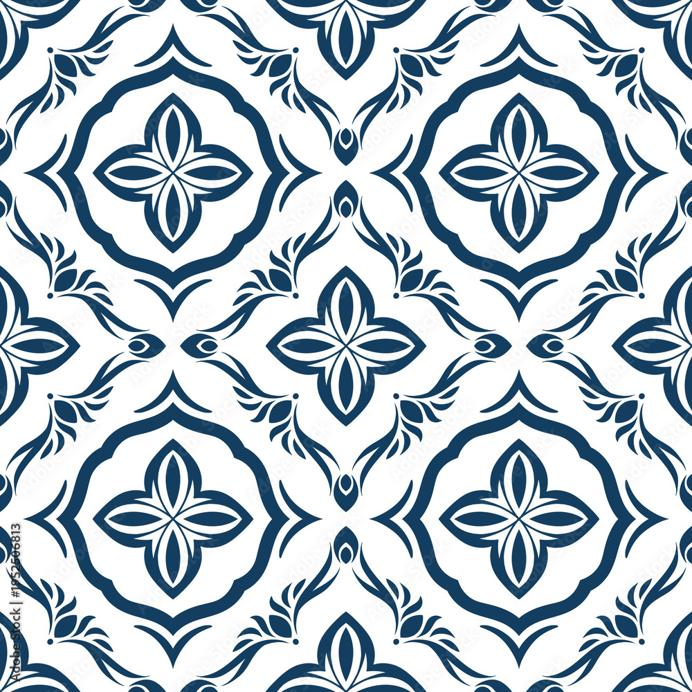 Obraz premium seamless Portuguese azulejo tile pattern.