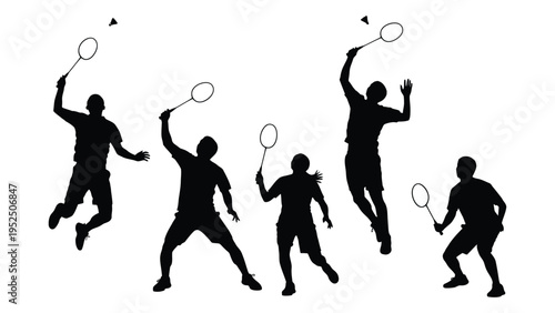 Silhouettes of people playing tennis