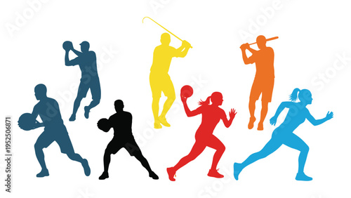 A group of sports people running and playing