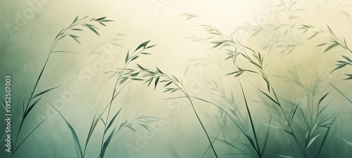 Tranquil Abstract Botanical Watercolor Artwork Featuring Teal and Yellow Shades in a Serene Field