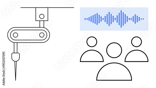 Artificial intelligence concept. Artificial intelligence in robotics, soundwave analysis, and team collaboration innovation. Artificial intelligence shaping automation, teamwork, and data processing