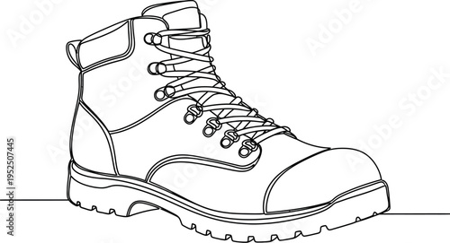 Line drawing of a hiking boot