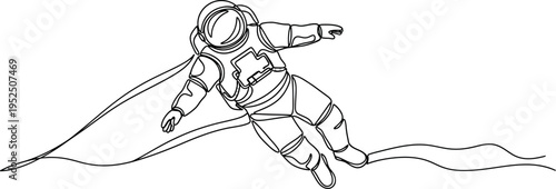 Astronaut Floating in Space with Safety Tether
