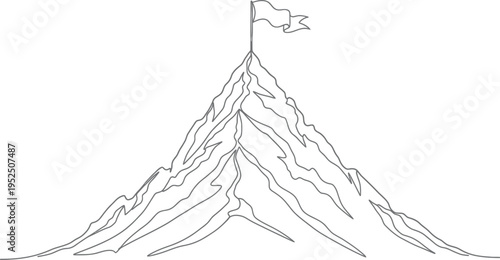 Mountain peak with flag on top
