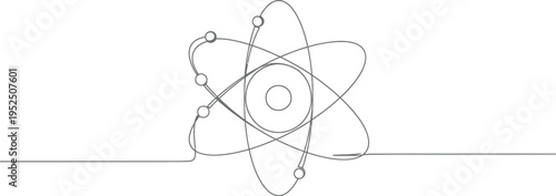 Continuous line drawing of an atomic structure