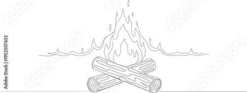 Burning Campfire with Logs