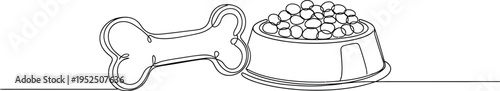 Dog Bone and Food Bowl Illustration