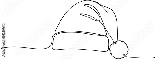 Continuous line drawing of a Santa Claus hat