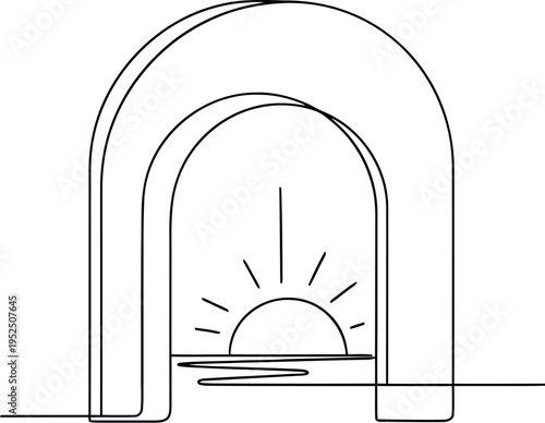 Minimalist Archway with Sunrise