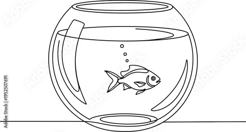 Fish in a Bowl with Bubbles Rising