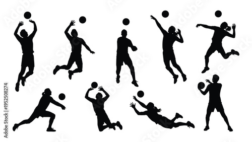 A group of people playing volleyball