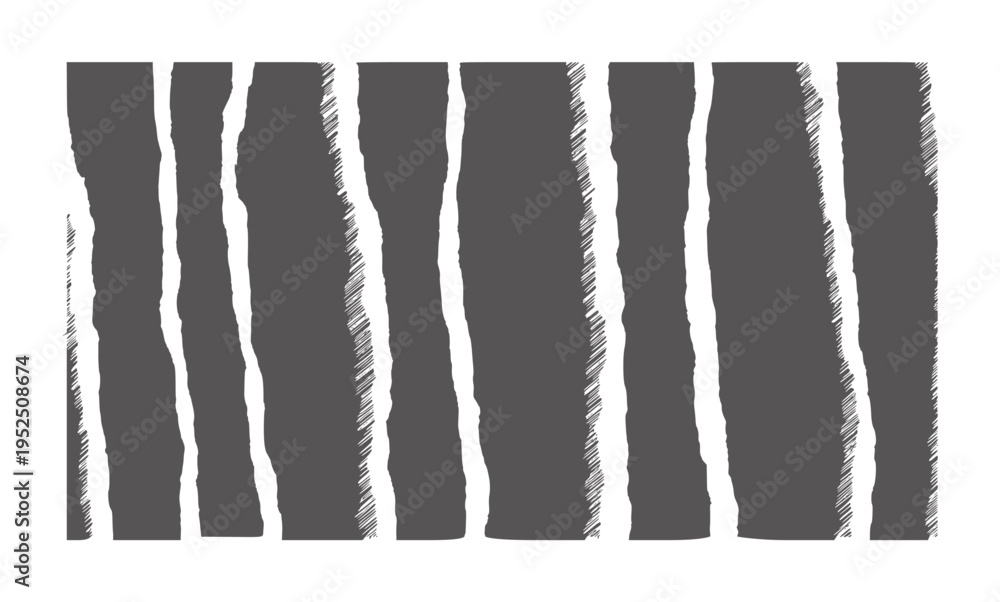 Fototapeta premium Dark gray vertical stripes with torn paper edges white abstract texture pattern