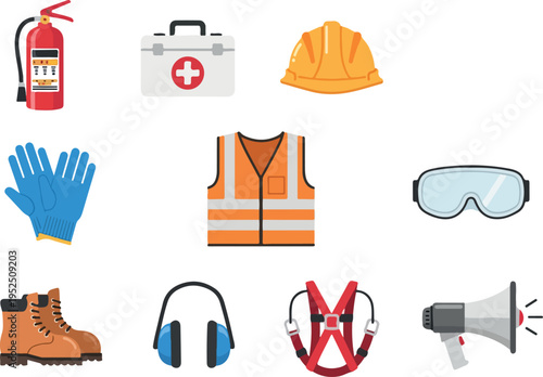 Collection of Personal Protective Equipment and Safety Gear for Workplace Hazard Prevention