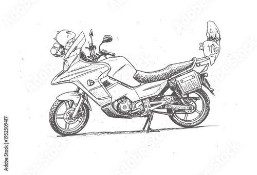 Of a touring motorcycle with luggage and windshield adventure