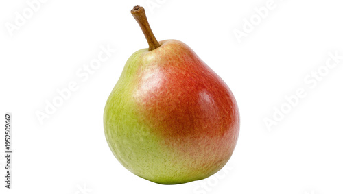 Isolated fresh ripe colorful pear fruit with stem, healthy organic delicious natural snack