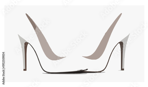 Elegant white high heels pair vector 3D realistic fashion shoes isolated on white background