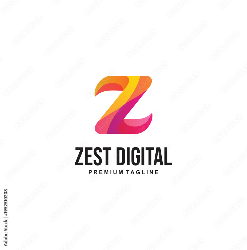 Fototapeta premium Professional modern vibrant colorful Z letter logo for digital agency.