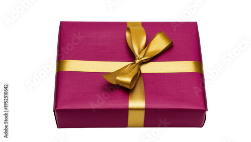 Quadro em tela Isolated magenta gift box with elegant golden ribbon bow for special occasion ce