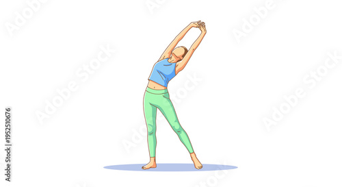 Woman Stretching Body Sides, Yoga Pose, Fitness Activity, Healthy Lifestyle