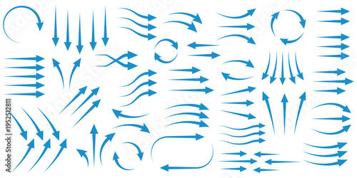 Vector set for modeling airflow and wind ventilation. Concepts for filters, arrows, fans, and flow lines. Graphic element for heating, air conditioning, ventilation, and air conditioning (HVAC) system