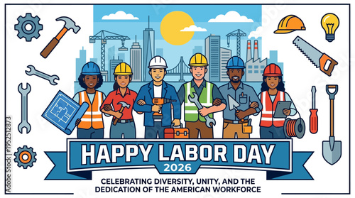 Happy Labor Day 2026: Celebrating Diversity, Unity, and the Dedication of the American Workforce with Construction Workers.