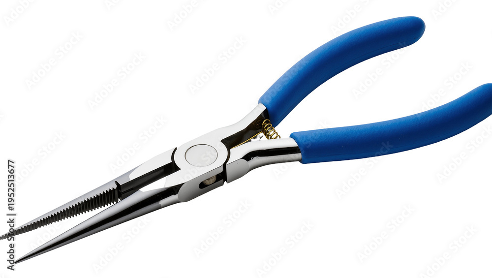 Fototapeta premium Isolated blue handle long nose pliers for crafting, jewelry making, and precision work