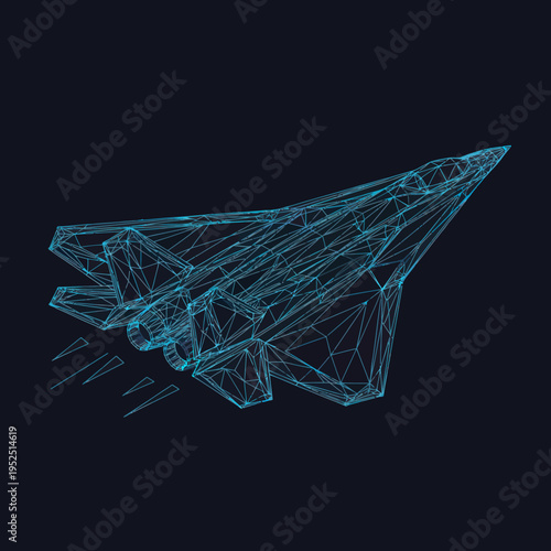 Wireframe Model of Fighter Jet Aircraft.