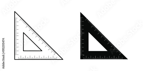 Triangle measurement ruler symbol set for mathematics architecture and technical drawing concepts in vector graphics