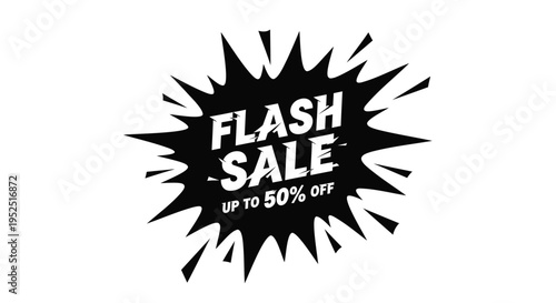 Flash sale vector graphic with up to 50% off text