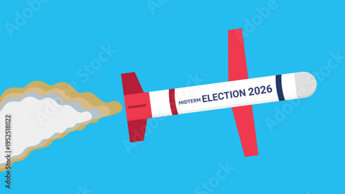 Midterm Election 2026 Rocket Concept Vector Illustration. Midterm elections in the context of the war in Iran.