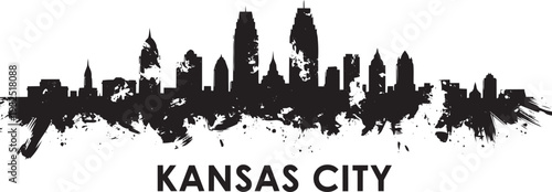 Kansas City skyline silhouette vector art with bold typography, urban landscape graphic, city icon, modern city illustration, city view, design element, graphic design