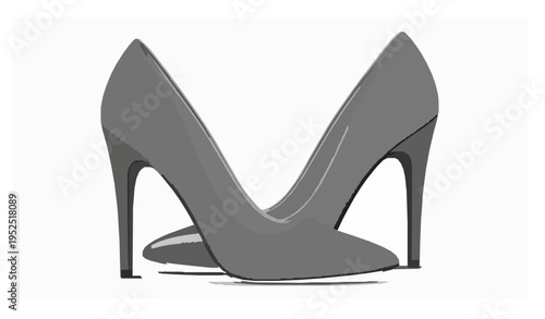 Gray high heels pair vector 3D realistic elegant shoes isolated on white background