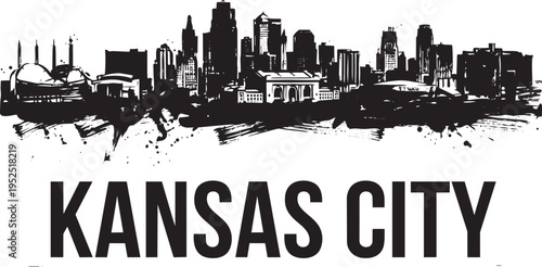 Kansas City skyline silhouette vector art with bold typography, urban landscape graphic, city icon, modern city illustration, city view, design element, graphic design