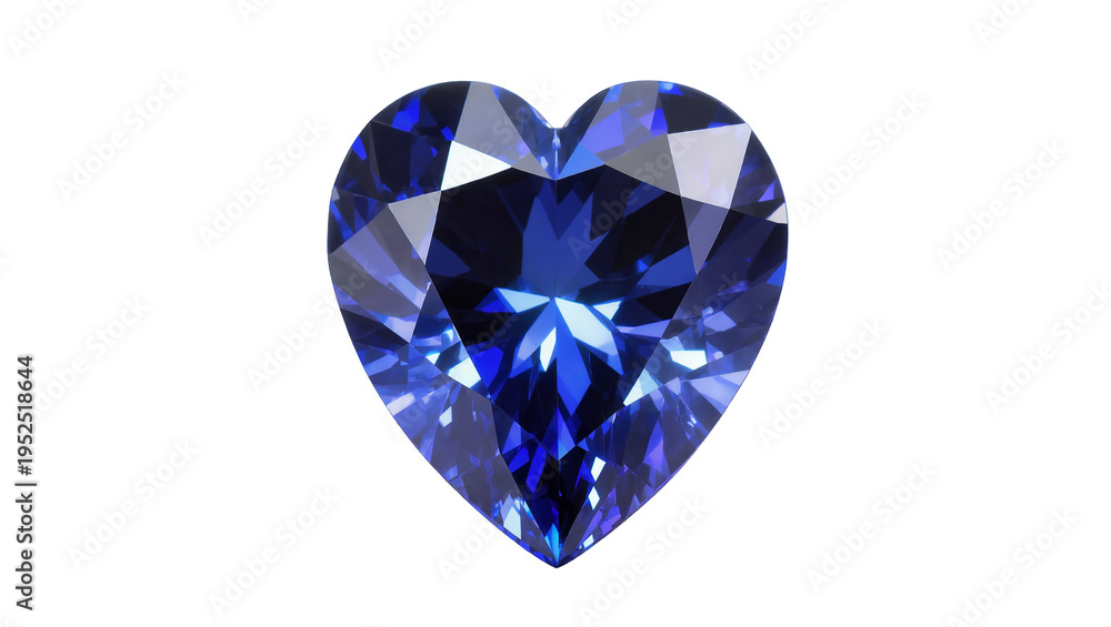 Fototapeta premium Isolated vibrant blue heart-shaped faceted gemstone displaying exquisite sparkle and brilliance.