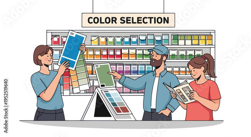 People Choosing Paint Colors at a Hardware Store