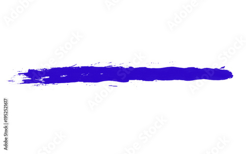 Konstfotografi Vibrant blue paint brush stroke on white background, horizontal acrylic ink smea