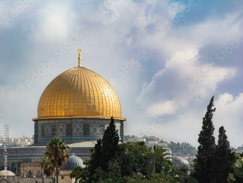 Dome of the Rock in Jerusalem with Golden Dome and Historic Architecture