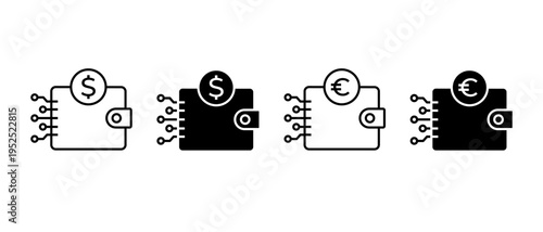 Digital Wallet Icon Vector Set. Fintech Symbol
