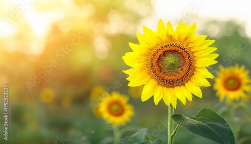 Vibrant Golden Sunflowers Blooming in a Sunlit Field, Creating a Stunning Floral Spectacle Outdoors