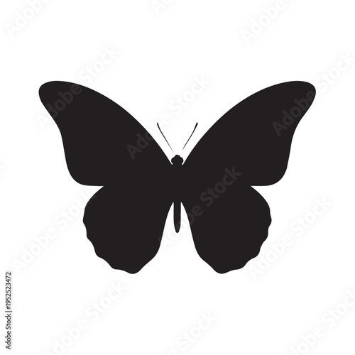Minimal Butterfly Icon, Elegant Insect Silhouette Vector