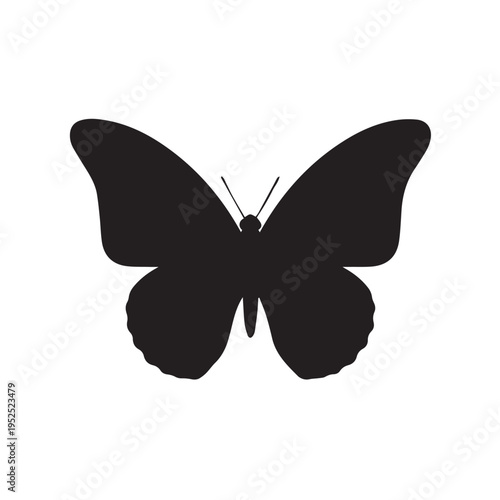 Minimal Butterfly Icon, Elegant Insect Silhouette Vector