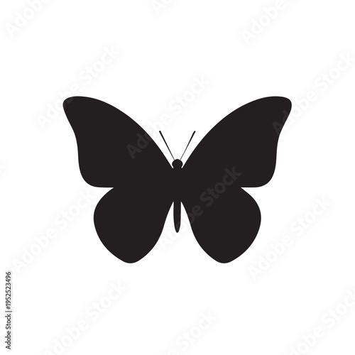Minimal Butterfly Icon, Elegant Insect Silhouette Vector
