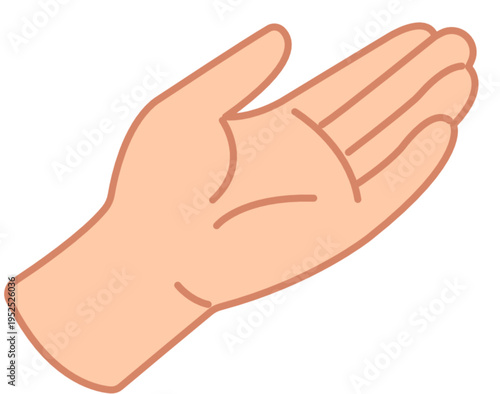 Open palm hand flat vector icon, hand anatomy and gesture for medical infographic, carpal tunnel and rehabilitation theme